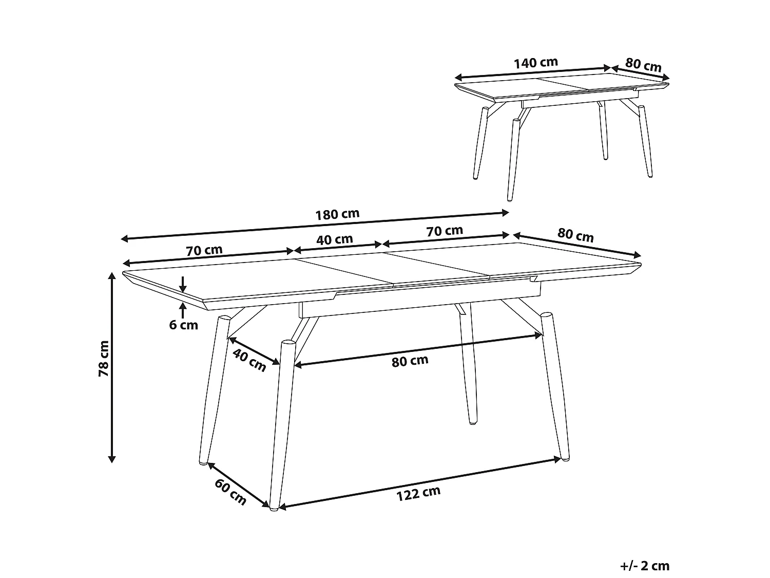 Stół do jadalni rozkładany BARBOSA Ciemnobrązowy 140/180 cm 80 cm