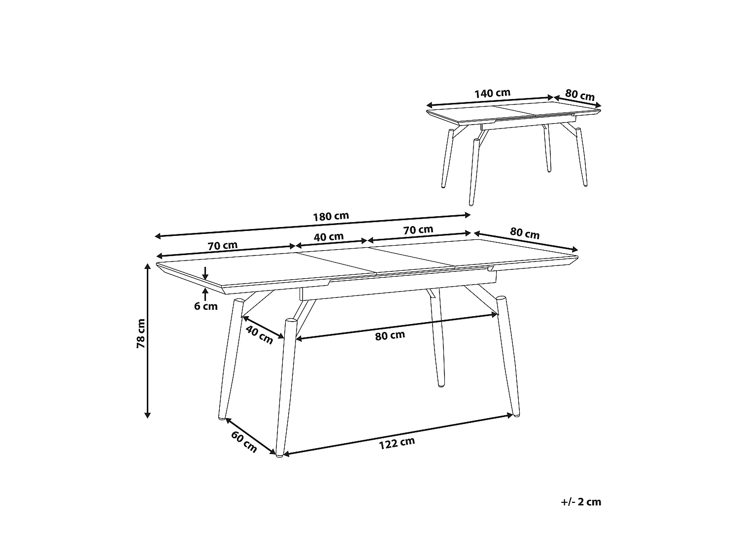 Table de salle à manger extensible BARBOSA Marron foncé 140/180 cm 80 cm