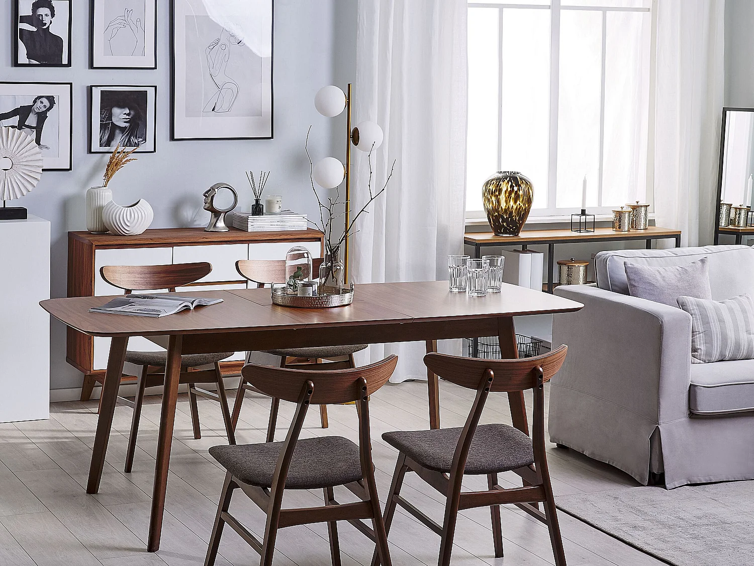 Table de salle à manger extensible MADOX Noyer foncé 120/150 cm 75 cm