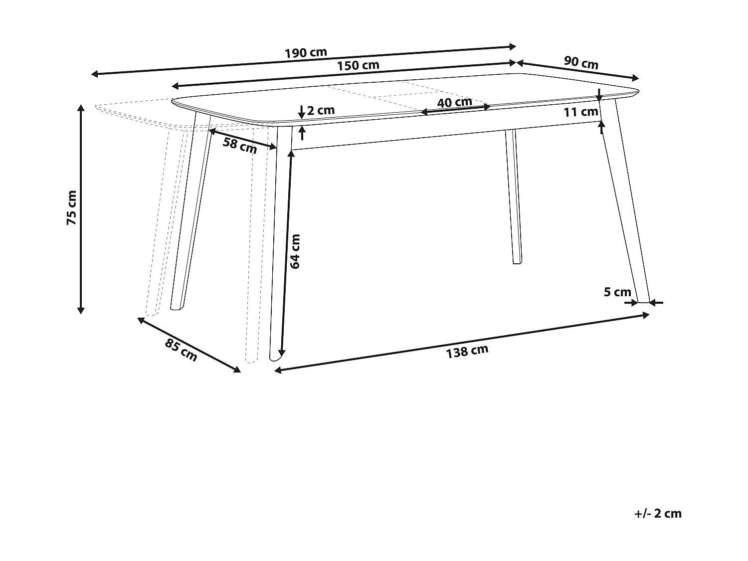 Mesa de jantar extensível MADOX Nogueira escura 120/150 cm 75 cm