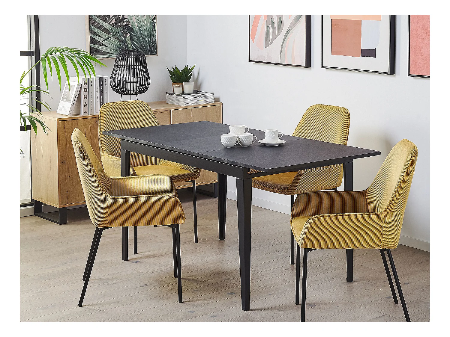 Table de salle à manger extensible NORLEY Noir 120/160 cm 80 cm