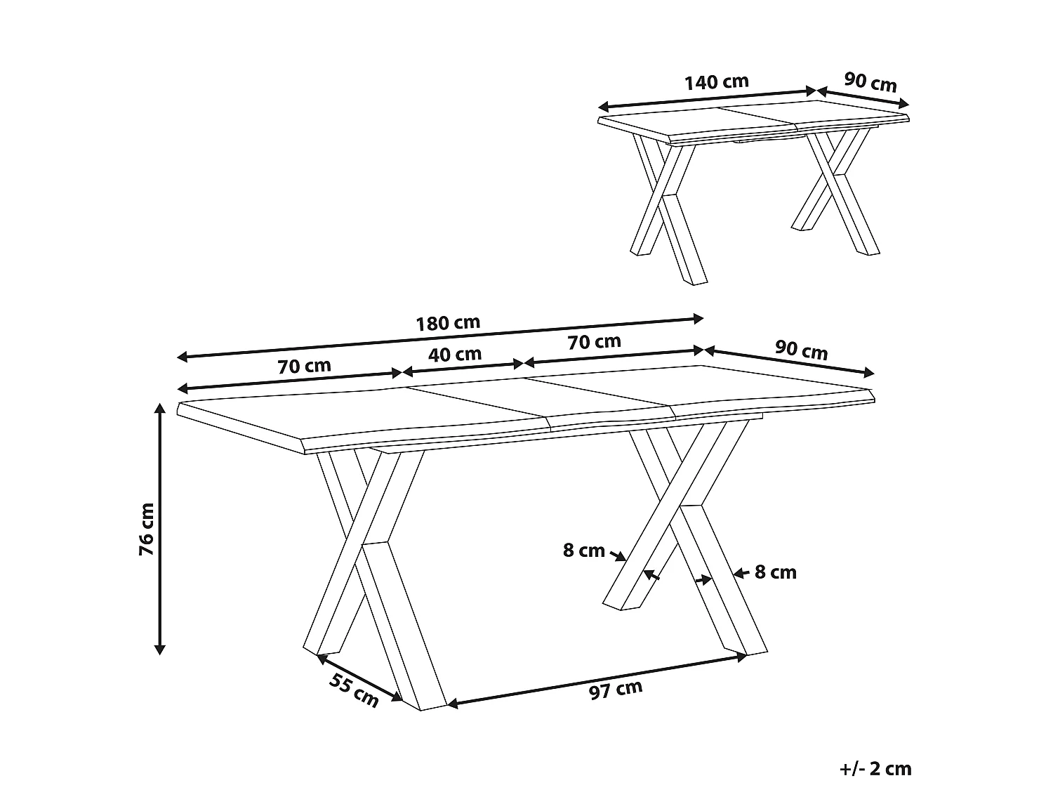 Table de salle à manger extensible BRONSON Marron foncé 140/180 cm 90 cm
