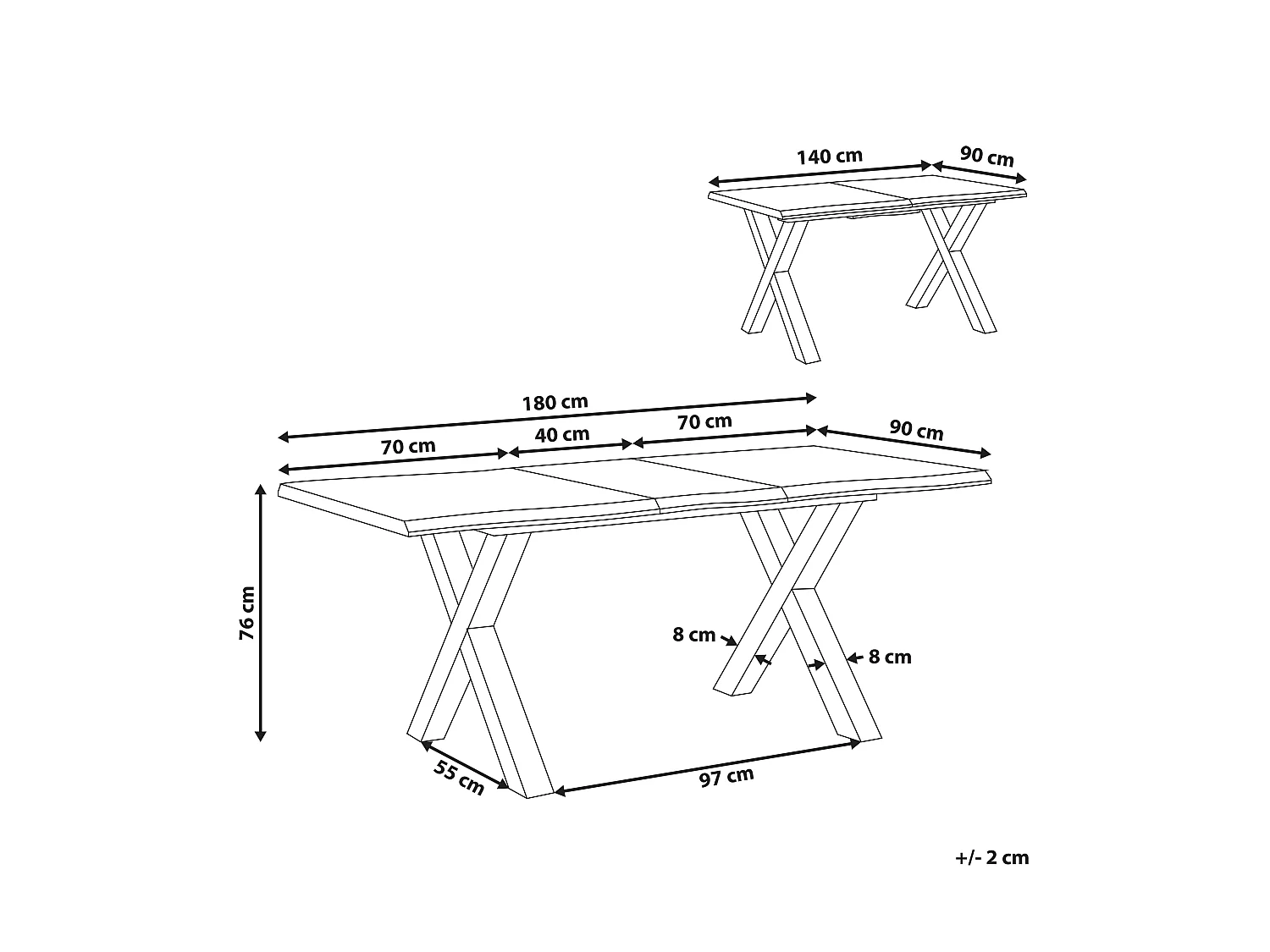 Table de salle à manger extensible BRONSON Marron foncé 140/180 cm 90 cm