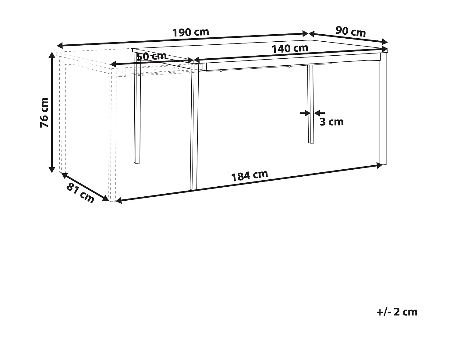 Mesa de jantar extensível AVIS Preto 140/190 cm 90 cm