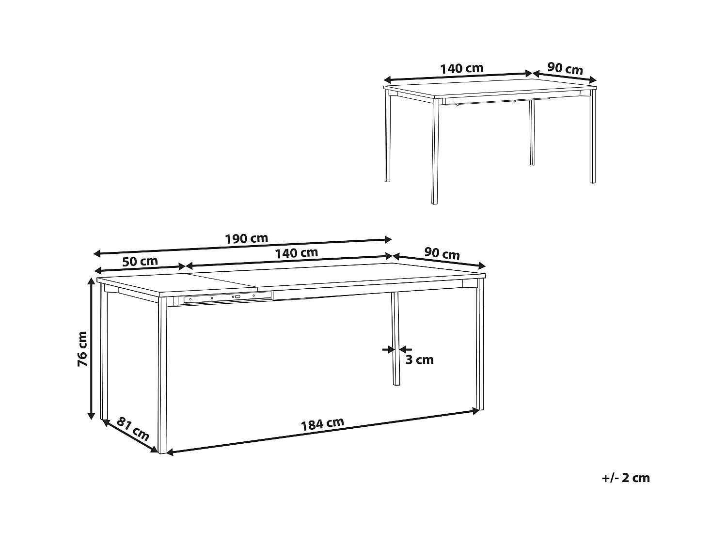 Stół do jadalni rozkładany AVIS Czarny 140/190 cm 90 cm