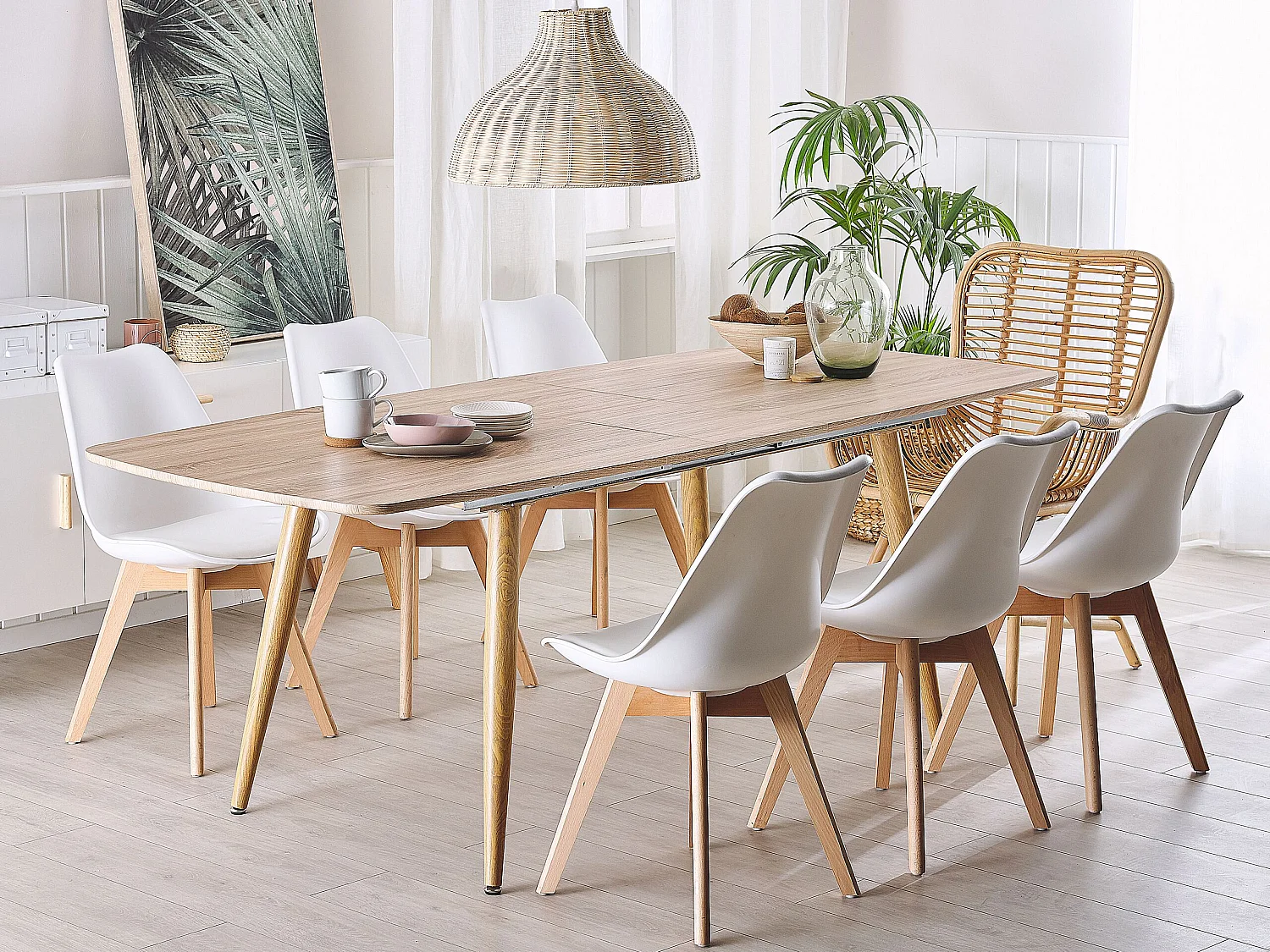 Table de salle à manger extensible HAGA Marron clair 180/210 cm 90 cm