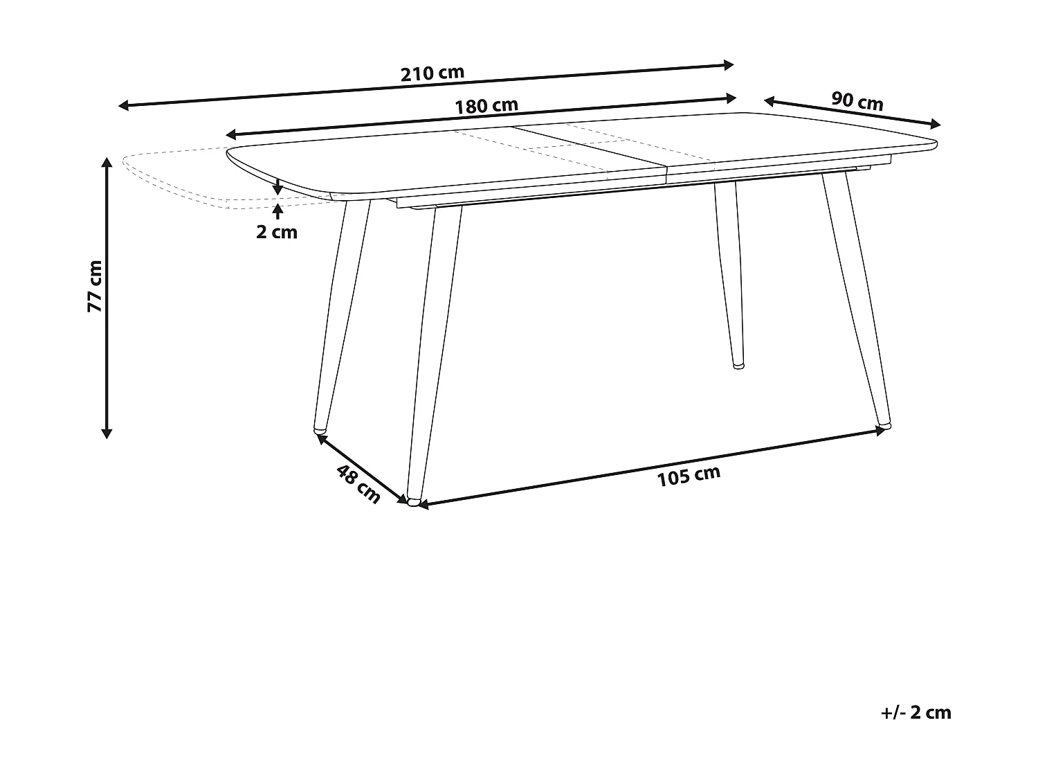 Table de salle à manger extensible HAGA Marron clair 180/210 cm 90 cm