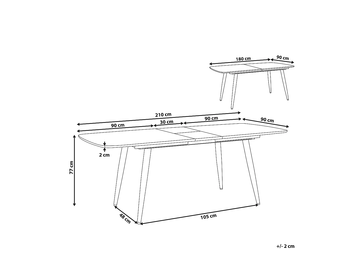 Table de salle à manger extensible HAGA Marron clair 180/210 cm 90 cm