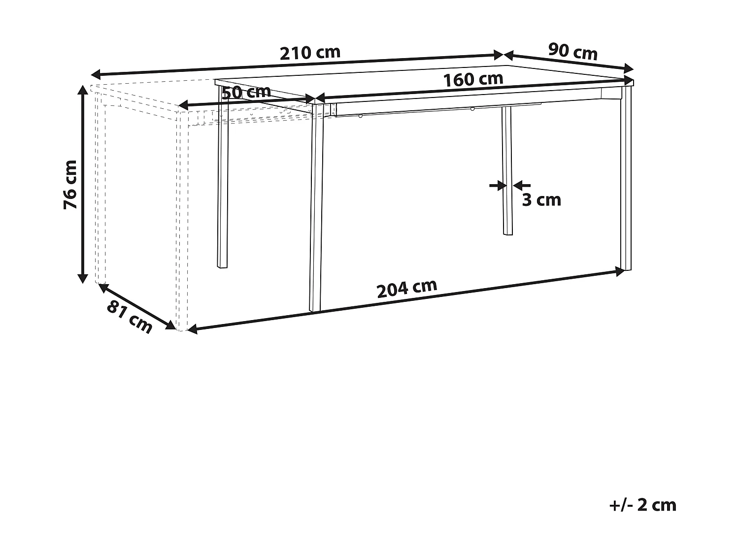 Eettafel uitschuifbaar AVIS Zwart 160/210 cm 90 cm