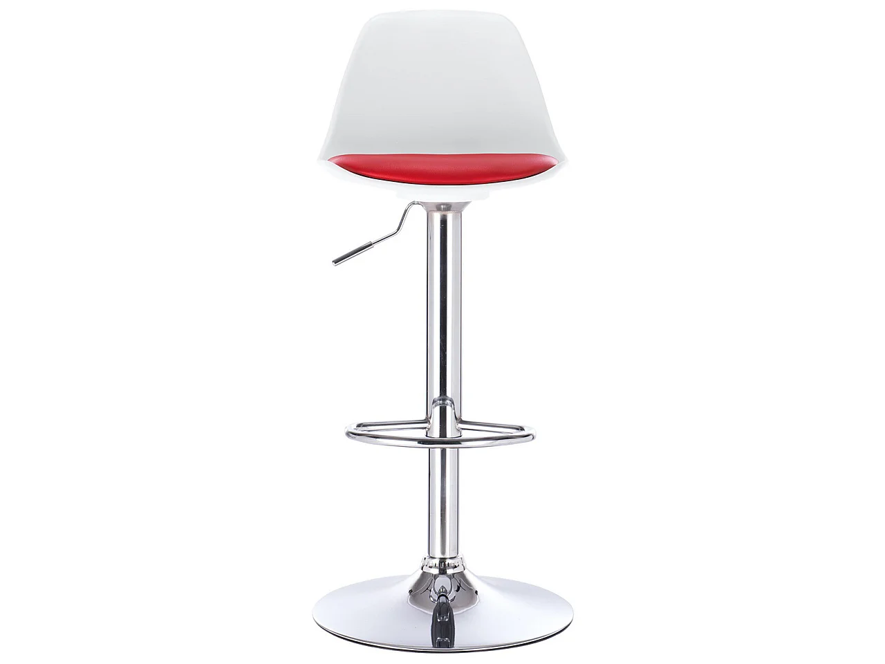 Lot 2 tabourets de bar cuisine coussin simili cuir pivotant hauteur réglable chrome SIG (blanc rouge)