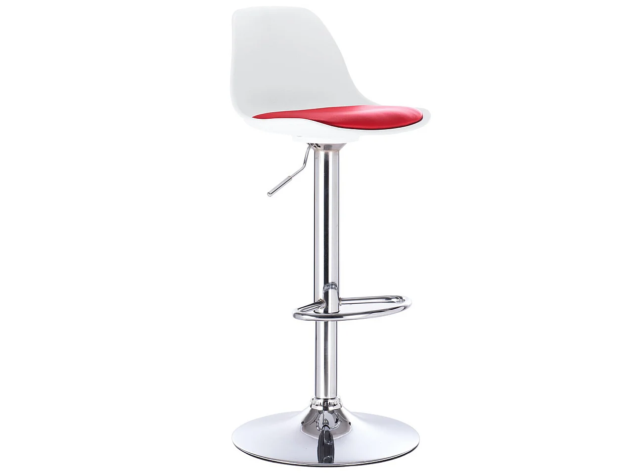 Lot 2 tabourets de bar cuisine coussin simili cuir pivotant hauteur réglable chrome SIG (blanc rouge)