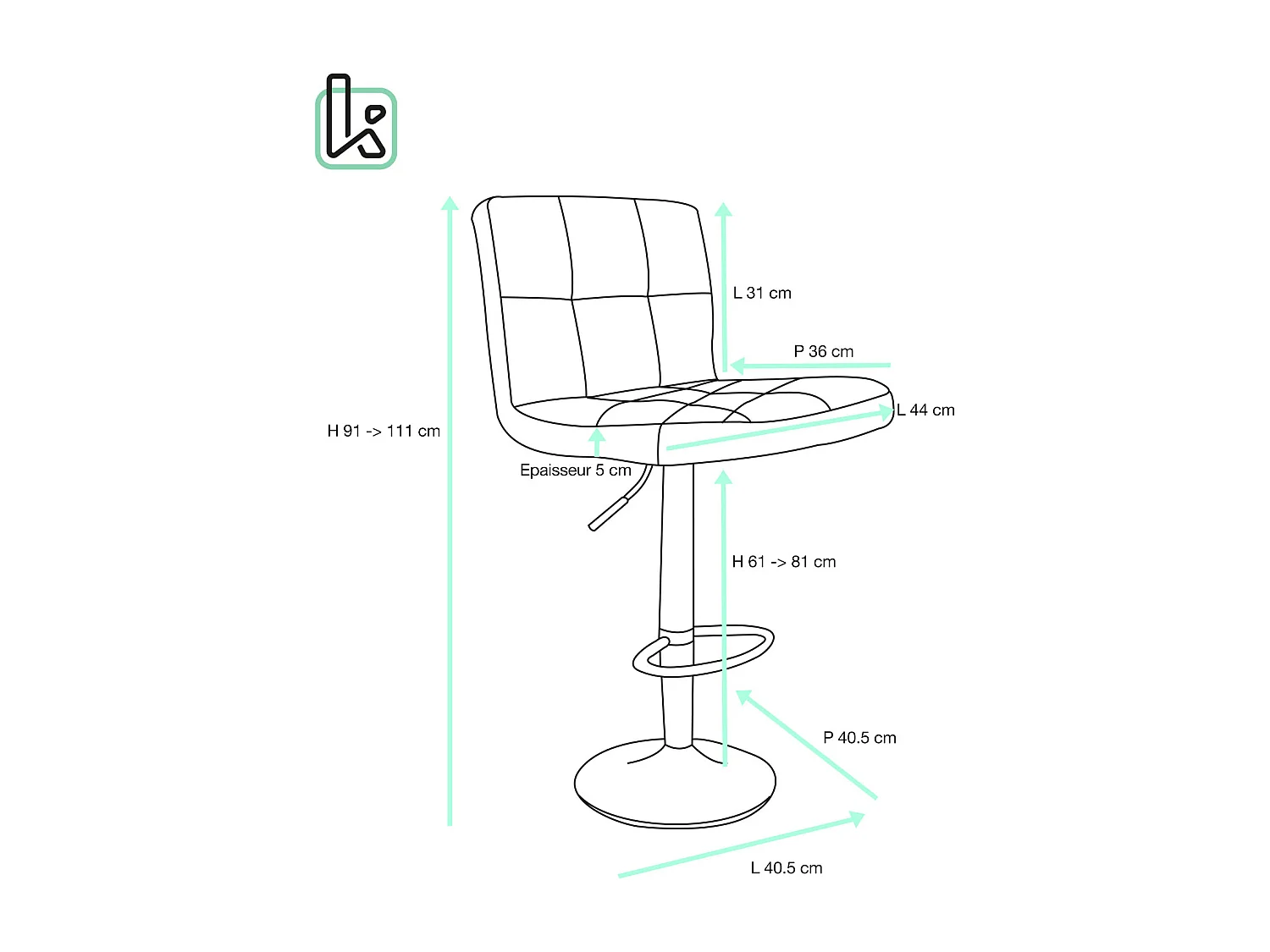 Lot 2 chaises de bar siège effet vintage matelassé rembourré hauteur réglable pivotant SIVAN(marron)