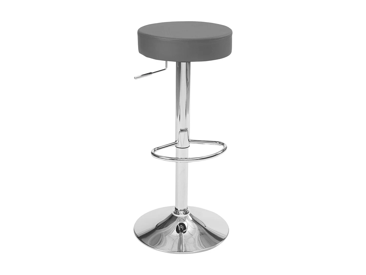 Lot 2 tabourets bar rond simili cuir rembourré pivotant hauteur réglable chrome YO (gris foncé)