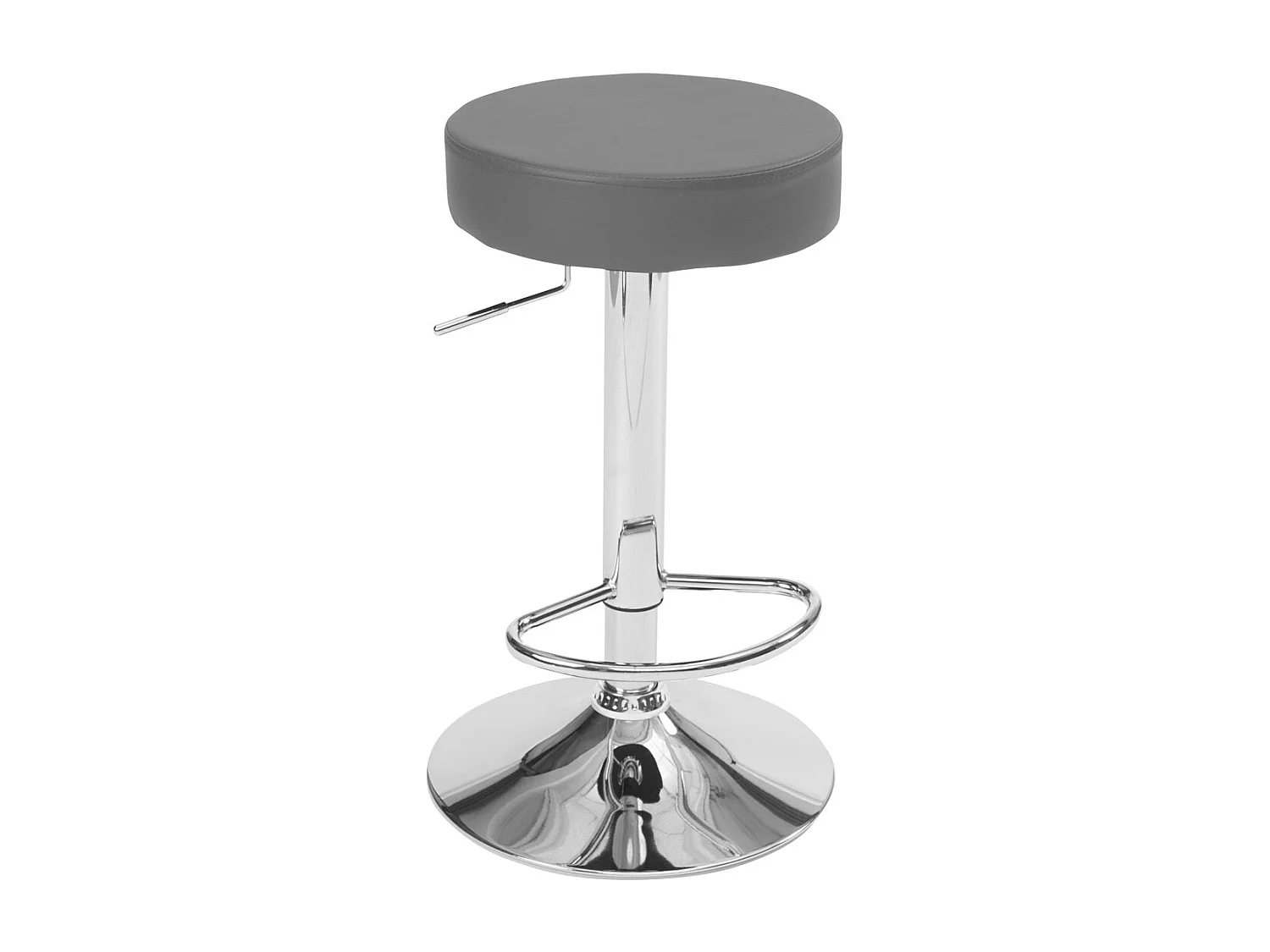 Lot 2 tabourets bar rond simili cuir rembourré pivotant hauteur réglable chrome YO (gris foncé)