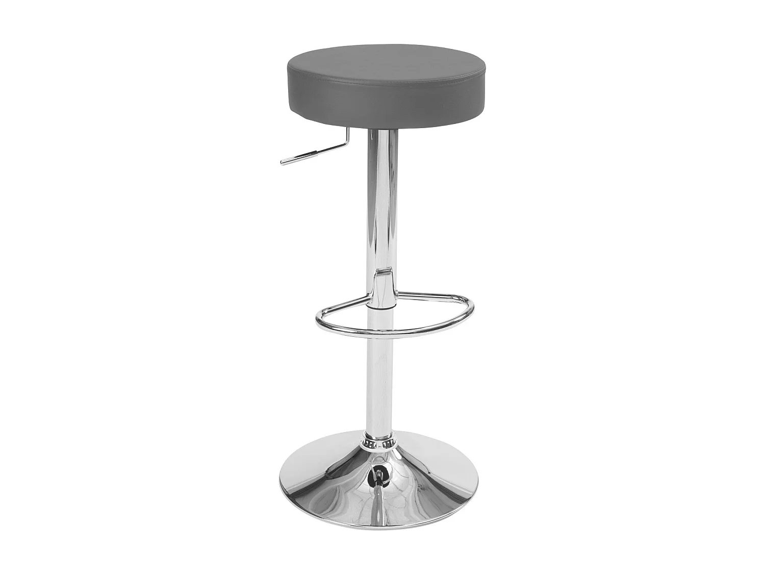 Lote de 2 taburetes de bar redondos, asiento de símil cuero acolchado, giratorio y altura regulable, base cromada YO (gris oscuro)