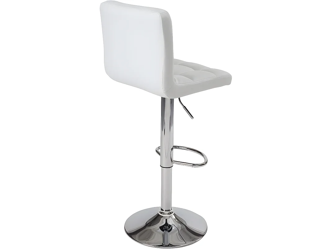 Lot 2 chaises de bar simili cuir matelassé rembourré hauteur réglable pivotant chromé SIVAN (blanc)