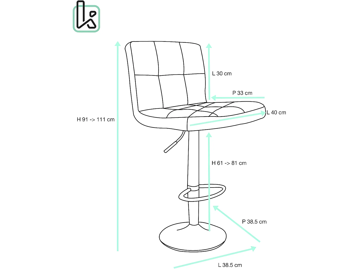 Lot 2 chaises de bar simili cuir matelassé rembourré hauteur réglable pivotant chromé SIVAN (blanc)