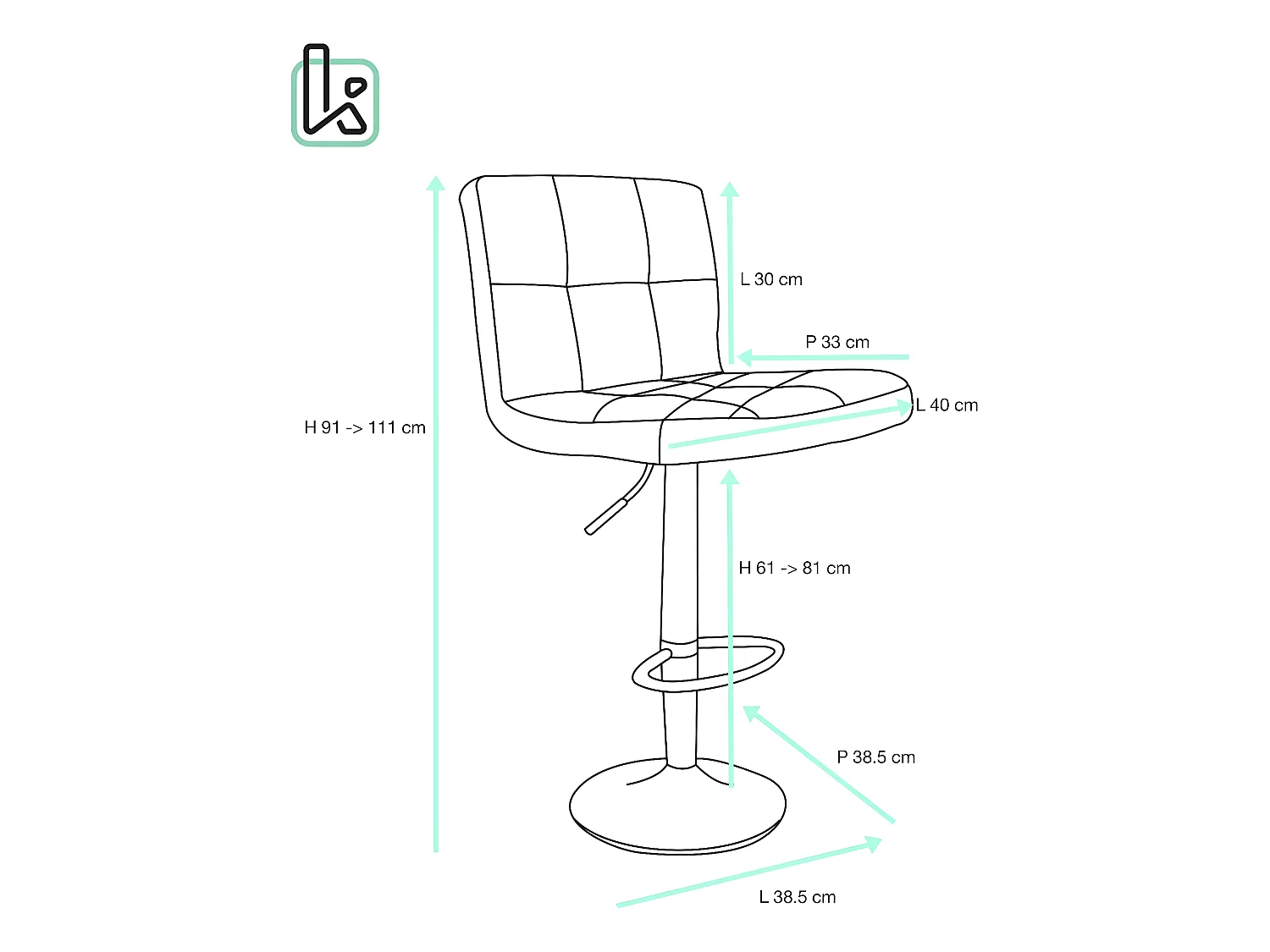 Lote de 2 sillas de bar, asiento de cuero sintético con respaldo alto acolchado, altura ajustable, giratorio, base de metal cromado SIVAN (blanco)