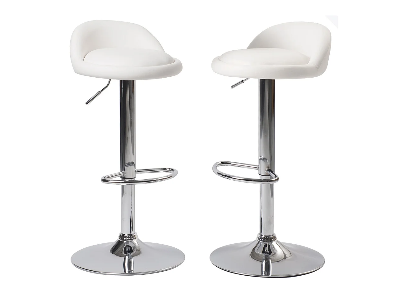 Lot 2 tabourets de bar-cuisine simili cuir pivotant hauteur réglable pied chrome SATI (blanc)