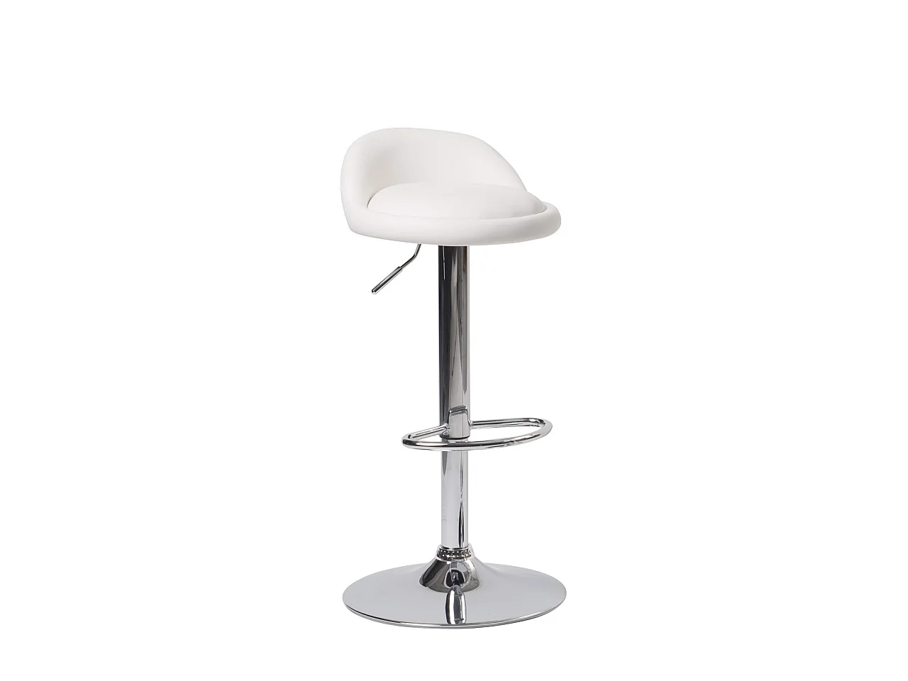 Lote de 2 taburetes de bar para cocina, asiento de cuero sintético, respaldo bajo, giratorio, altura ajustable, base de cromo SATI (blanco)