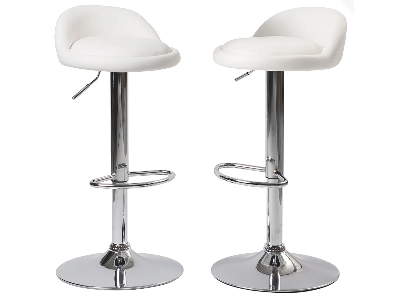 Lot 2 tabourets de bar-cuisine simili cuir pivotant hauteur réglable pied chrome SATI (blanc)