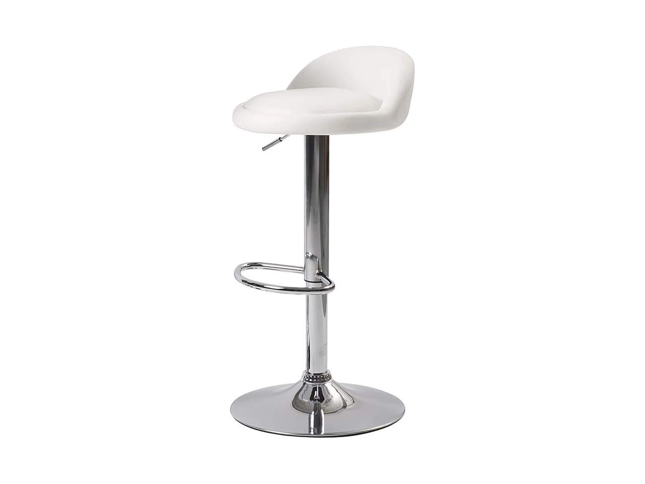 Lot 2 tabourets de bar-cuisine simili cuir pivotant hauteur réglable pied chrome SATI (blanc)