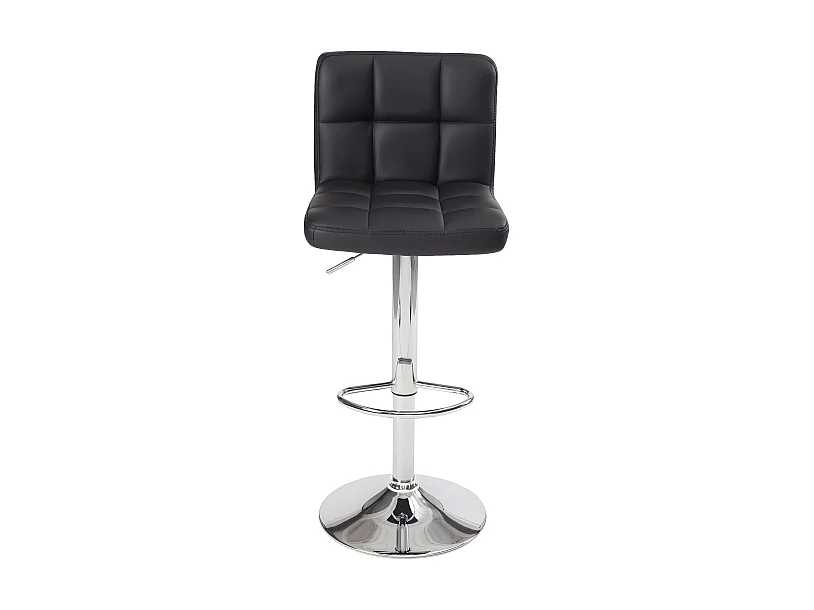 Lot 2 chaises de bar simili cuir matelassé rembourré hauteur réglable pivotant chromé SIVAN (noir)