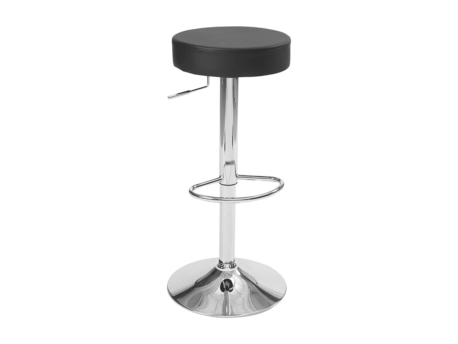 Lot 2 tabourets bar rond simili cuir rembourré pivotant hauteur réglable pied chrome YO (noir)