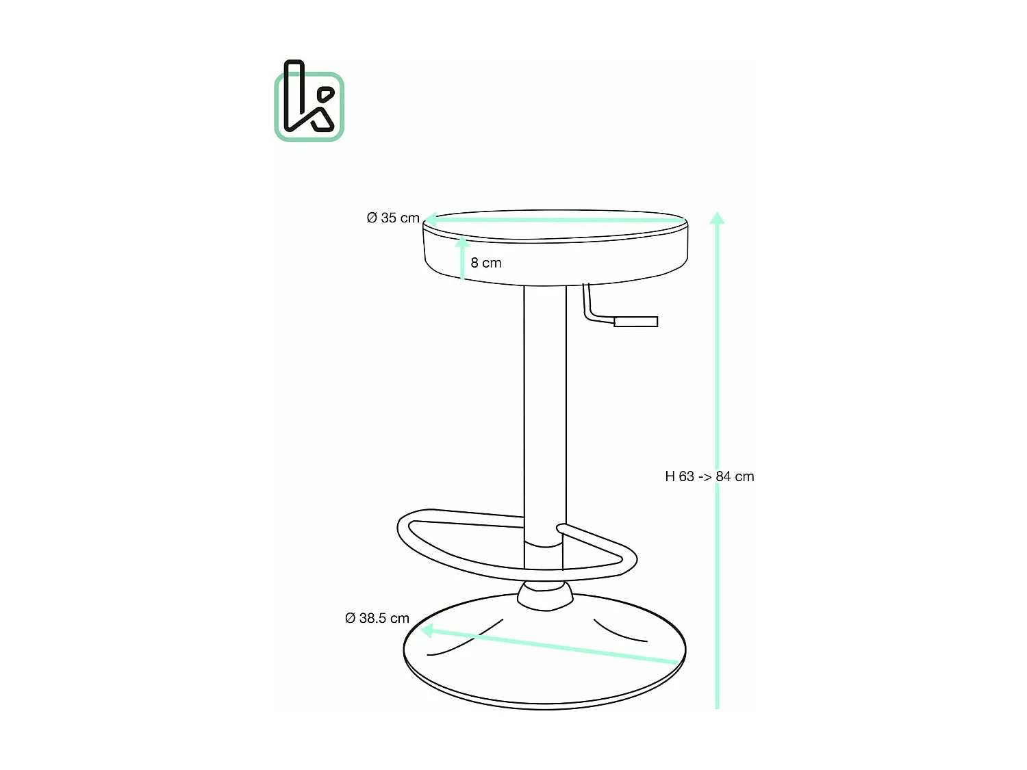 Set van 2 ronde barkrukken simili leder gevoerd draaibaar verstelbare hoogte chromen voet YO (zwart)