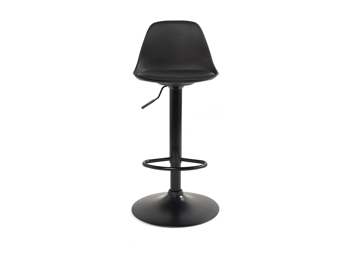 Lot 2 tabourets de bar noir design coussin simili cuir pivotant hauteur réglable SIG (noir intégral)