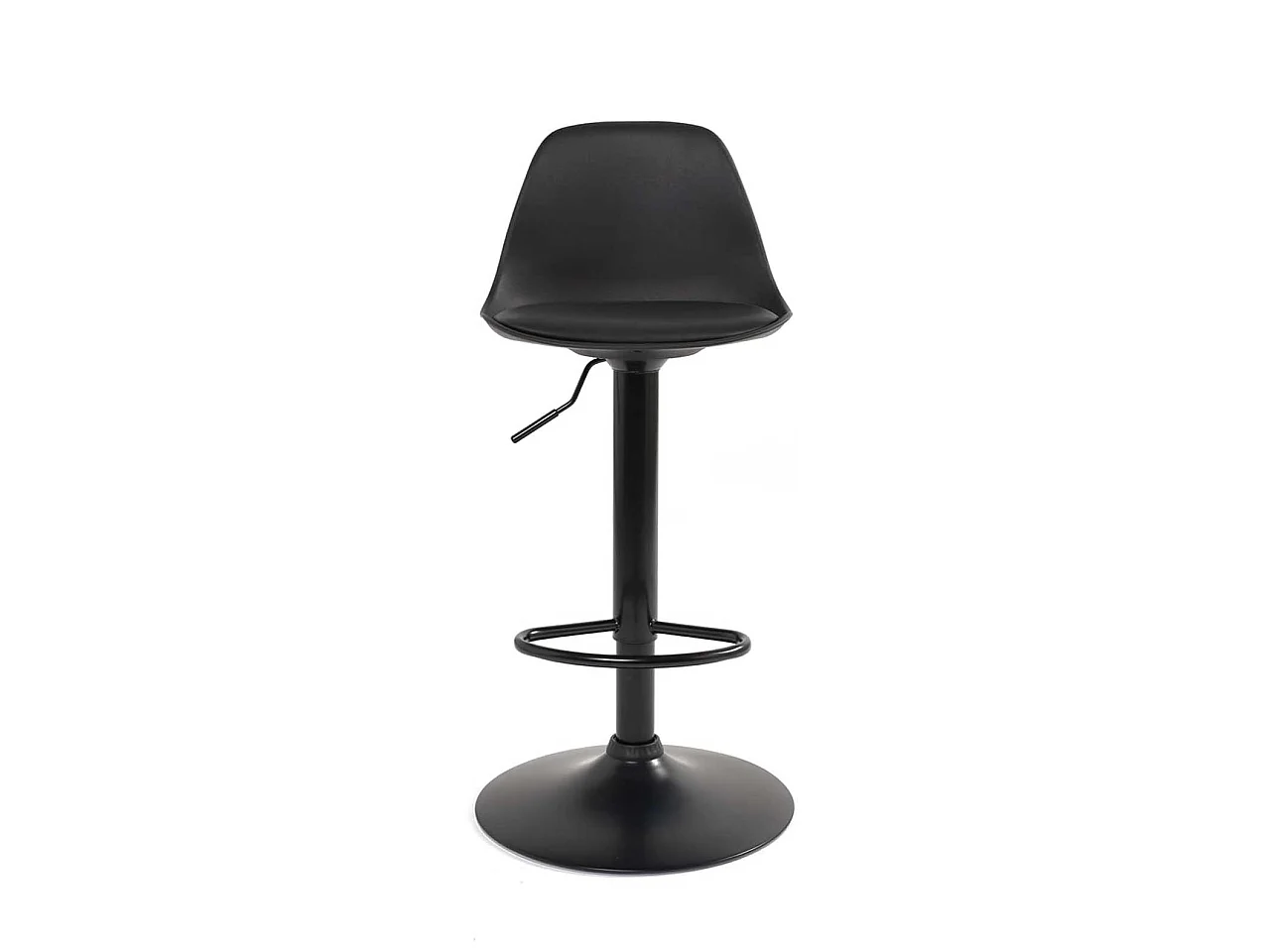 Set van 2 zwarte design barkrukken kussen simili leder draaibaar verstelbare hoogte SIG (zwart integraal)