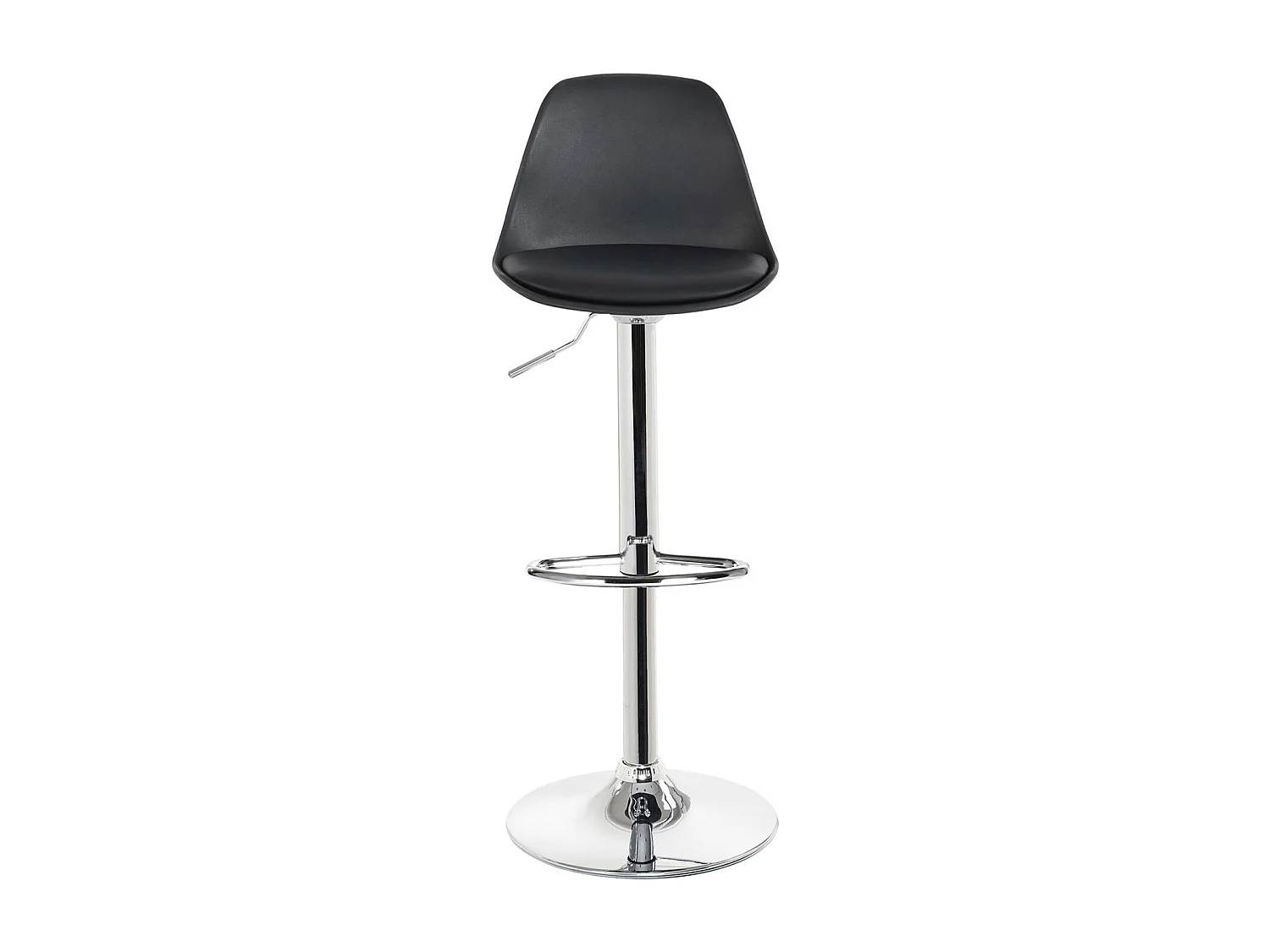 Lot 2 tabourets de bar cuisine coussin simili cuir pivotant hauteur réglable pied chrome SIG (noir)