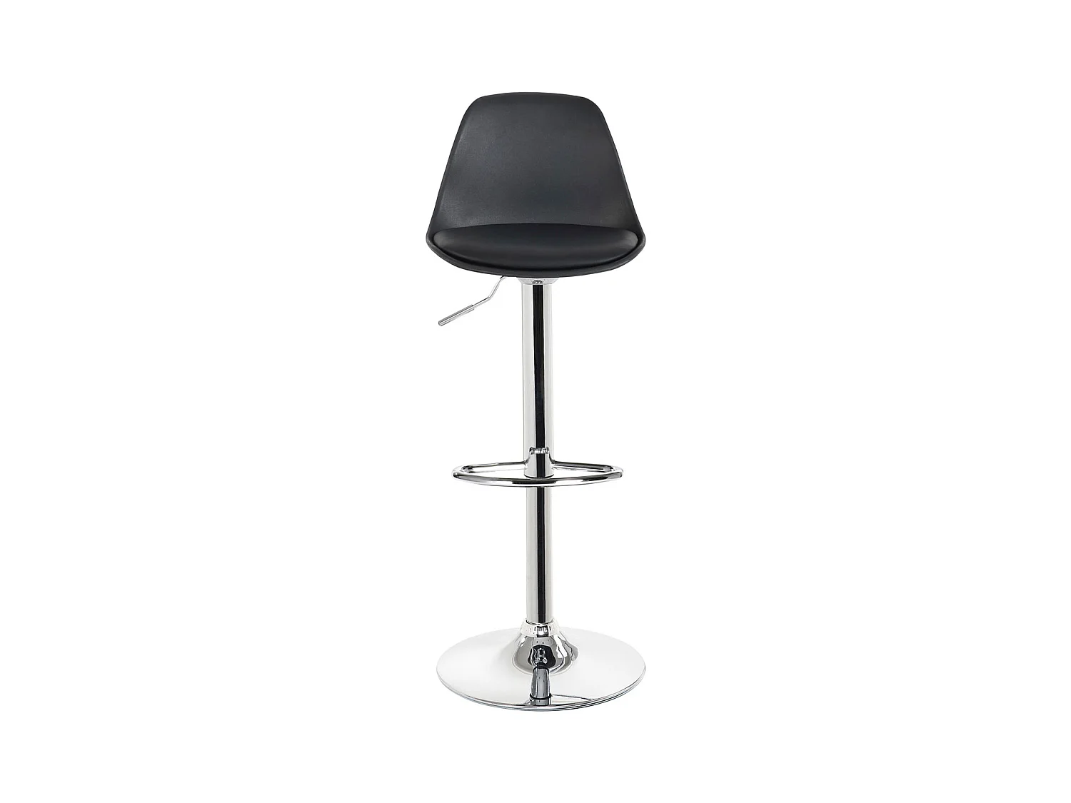 Lot 2 tabourets de bar cuisine coussin simili cuir pivotant hauteur réglable pied chrome SIG (noir)