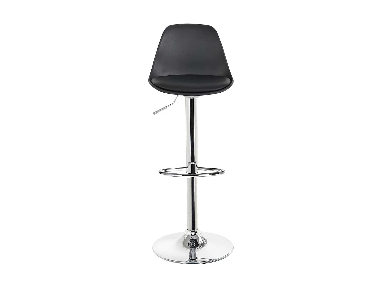 Lote de 2 taburetes de bar de diseño, asiento con respaldo bajo y cojín de cuero sintético, giratorios, altura regulable, base cromada SIG (negro)