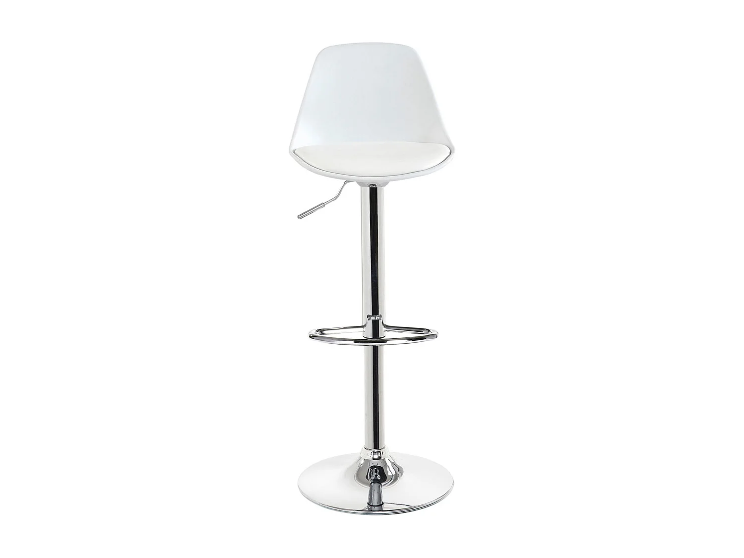 Lot 2 tabourets de bar cuisine coussin simili cuir pivotant hauteur réglable pied chrome SIG (blanc)