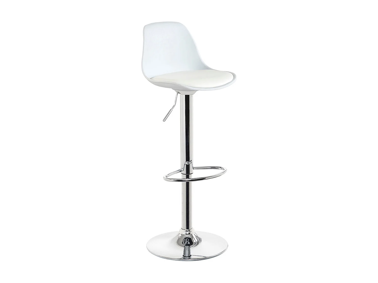 Lot 2 tabourets de bar cuisine coussin simili cuir pivotant hauteur réglable pied chrome SIG (blanc)