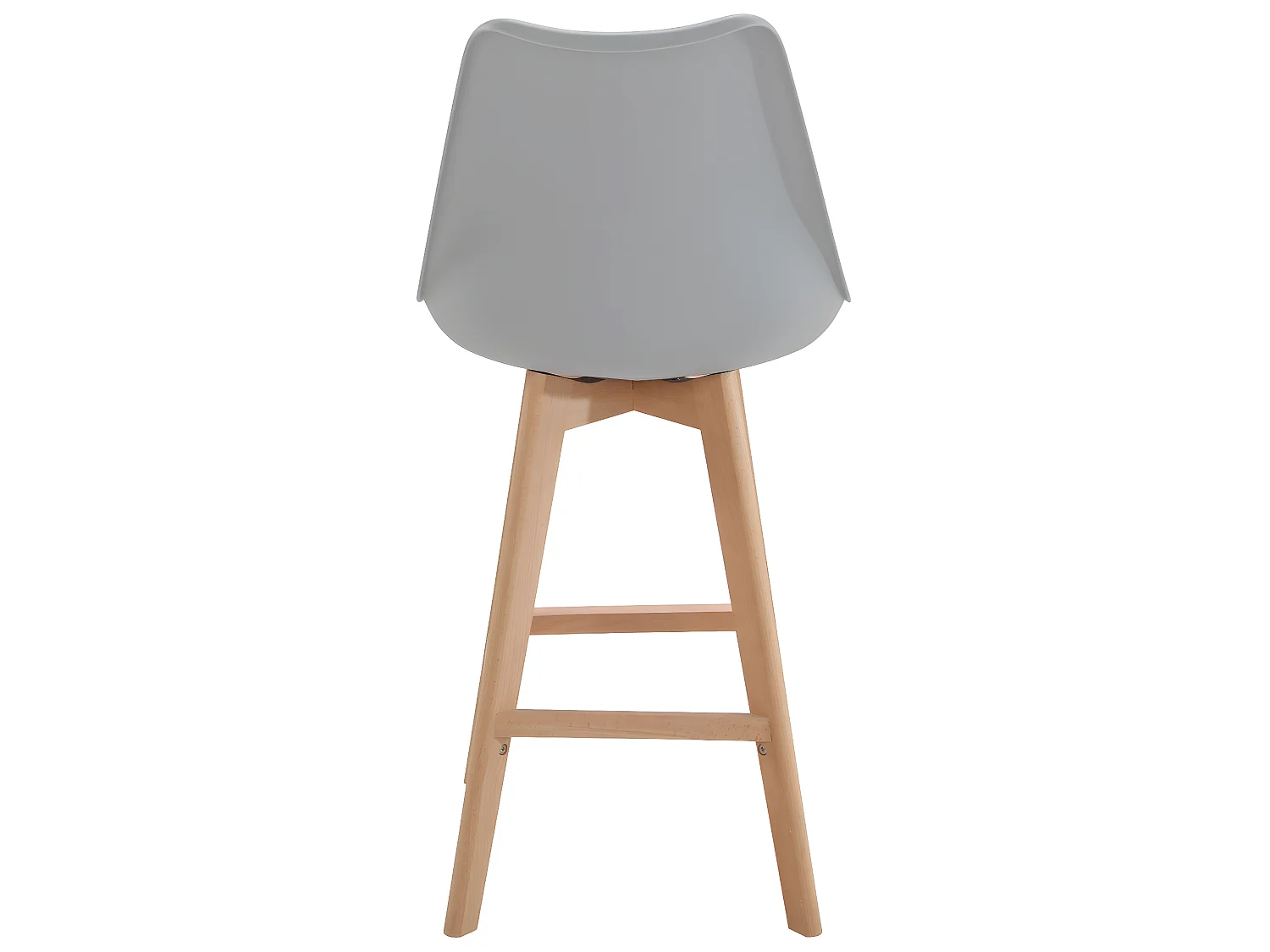 Lot 2 chaises de bar scandinaves 70cm large siège coussin simili cuir pieds bois TIKA (gris)