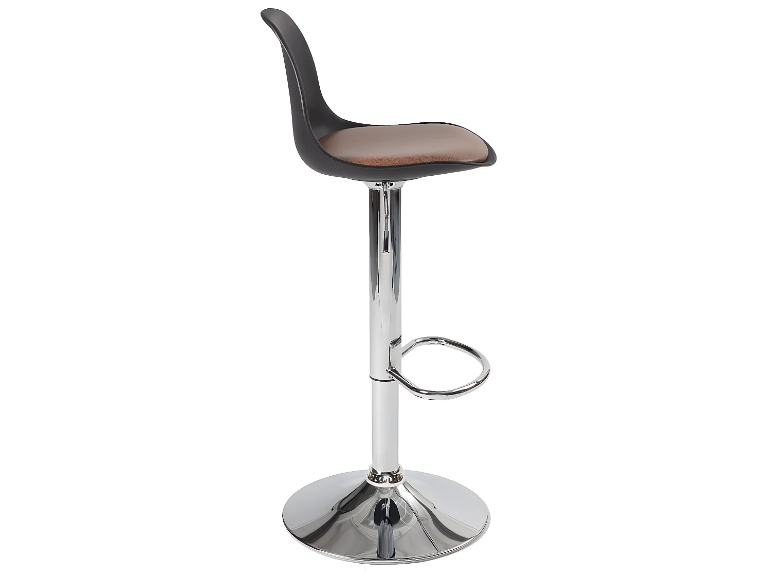 Lot 2 tabourets de bar coussin simili cuir effet vintage pivotant hauteur réglable chromé SIG+ (noir marron)