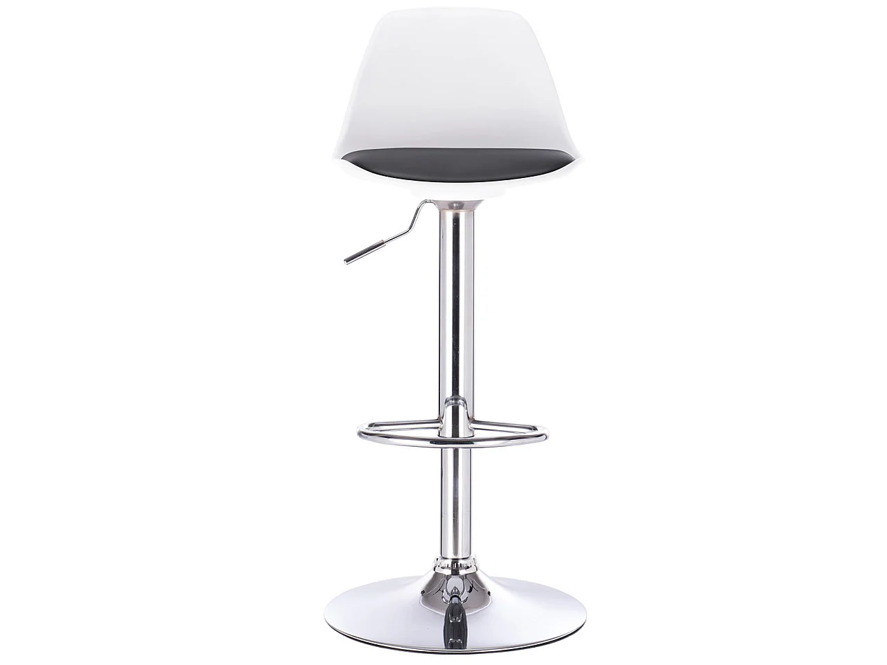 Lot 2 tabourets de bar coussin simili cuir pivotant hauteur réglable pied chrome SIG (blanc noir)