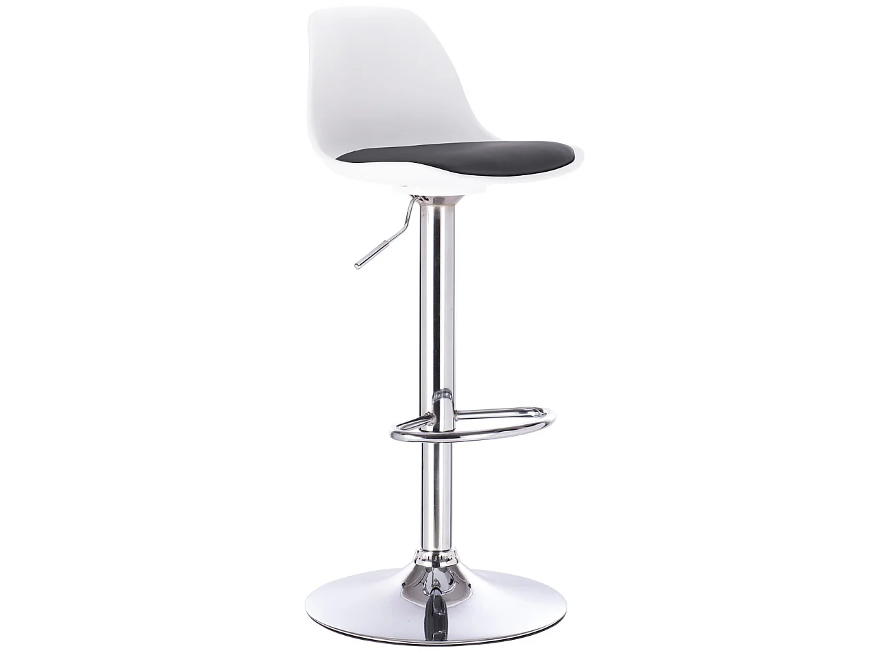 Lot 2 tabourets de bar coussin simili cuir pivotant hauteur réglable pied chrome SIG (blanc noir)