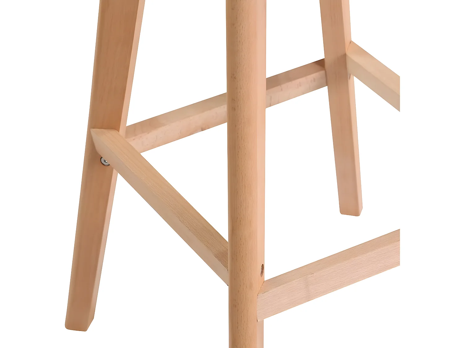 Lot 2 chaises de bar scandinaves 70cm large siège coussin simili cuir pieds bois TIKA (blanc)