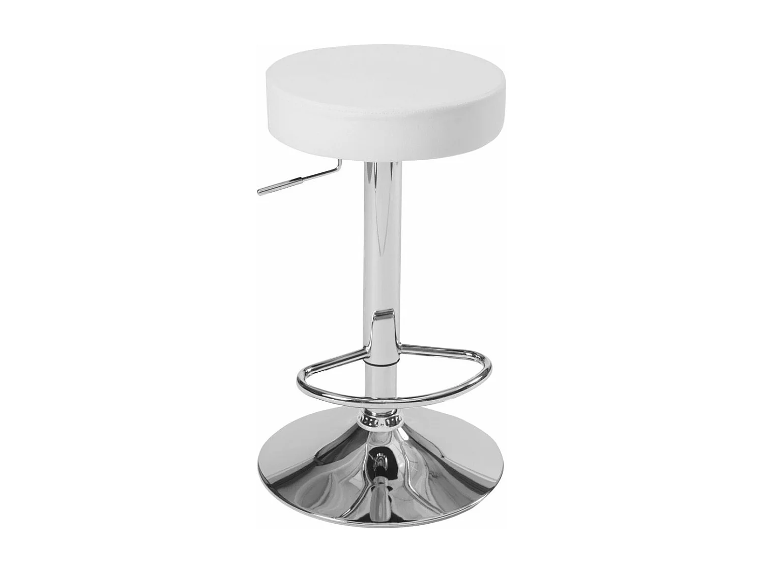 Lot 2 tabourets bar rond simili cuir rembourré pivotant hauteur réglable pied chrome YO (blanc)