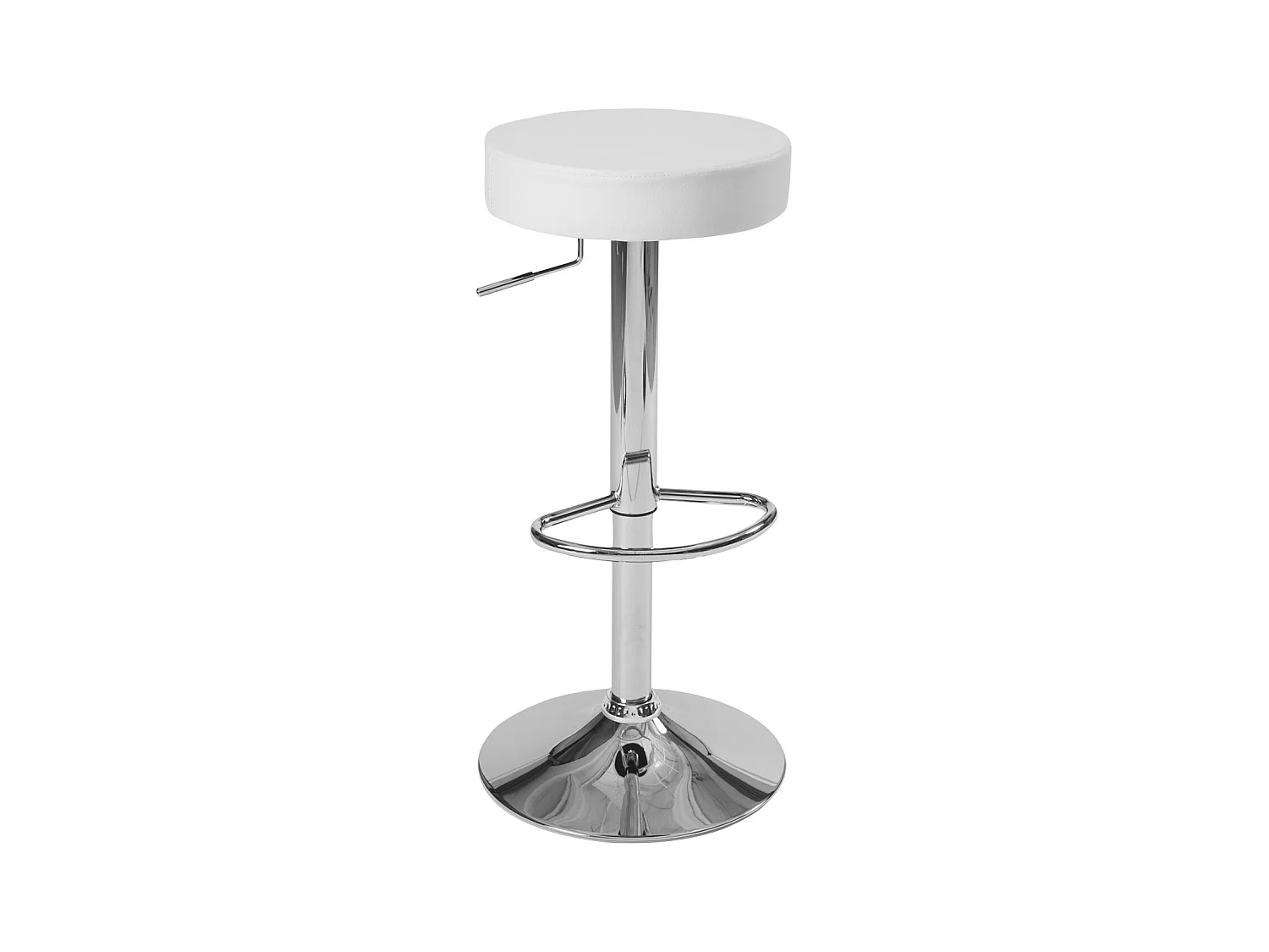Lot 2 tabourets bar rond simili cuir rembourré pivotant hauteur réglable pied chrome YO (blanc)
