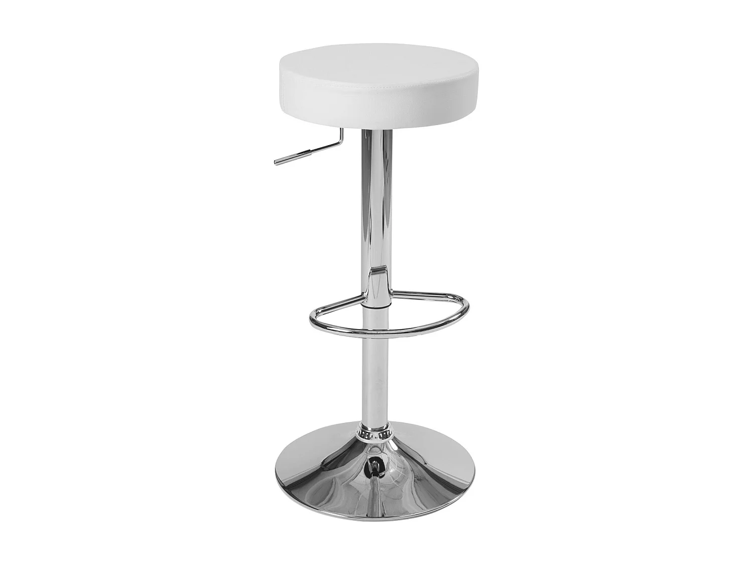 Lot 2 tabourets bar rond simili cuir rembourré pivotant hauteur réglable pied chrome YO (blanc)