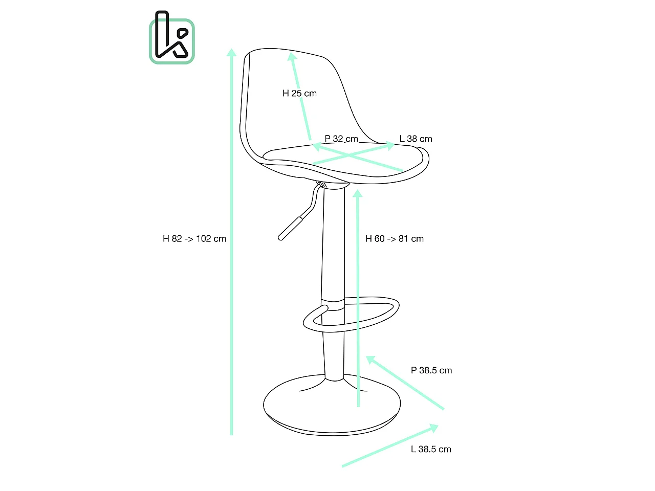 Lote de 2 taburetes de bar de diseño, asiento con respaldo bajo y cojín de cuero sintético, giratorios, altura regulable, base cromada SIG (blanco y gris)