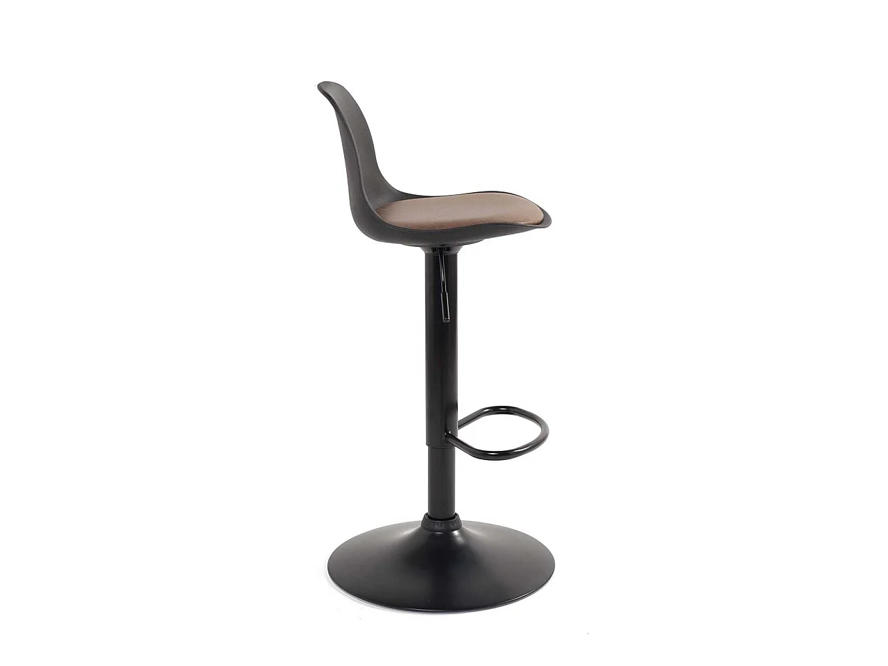 Lote de 2 taburetes de bar SIG+ regulables y giratorios, asiento de símil cuero vintage con respaldo, base negra, negro y marrón