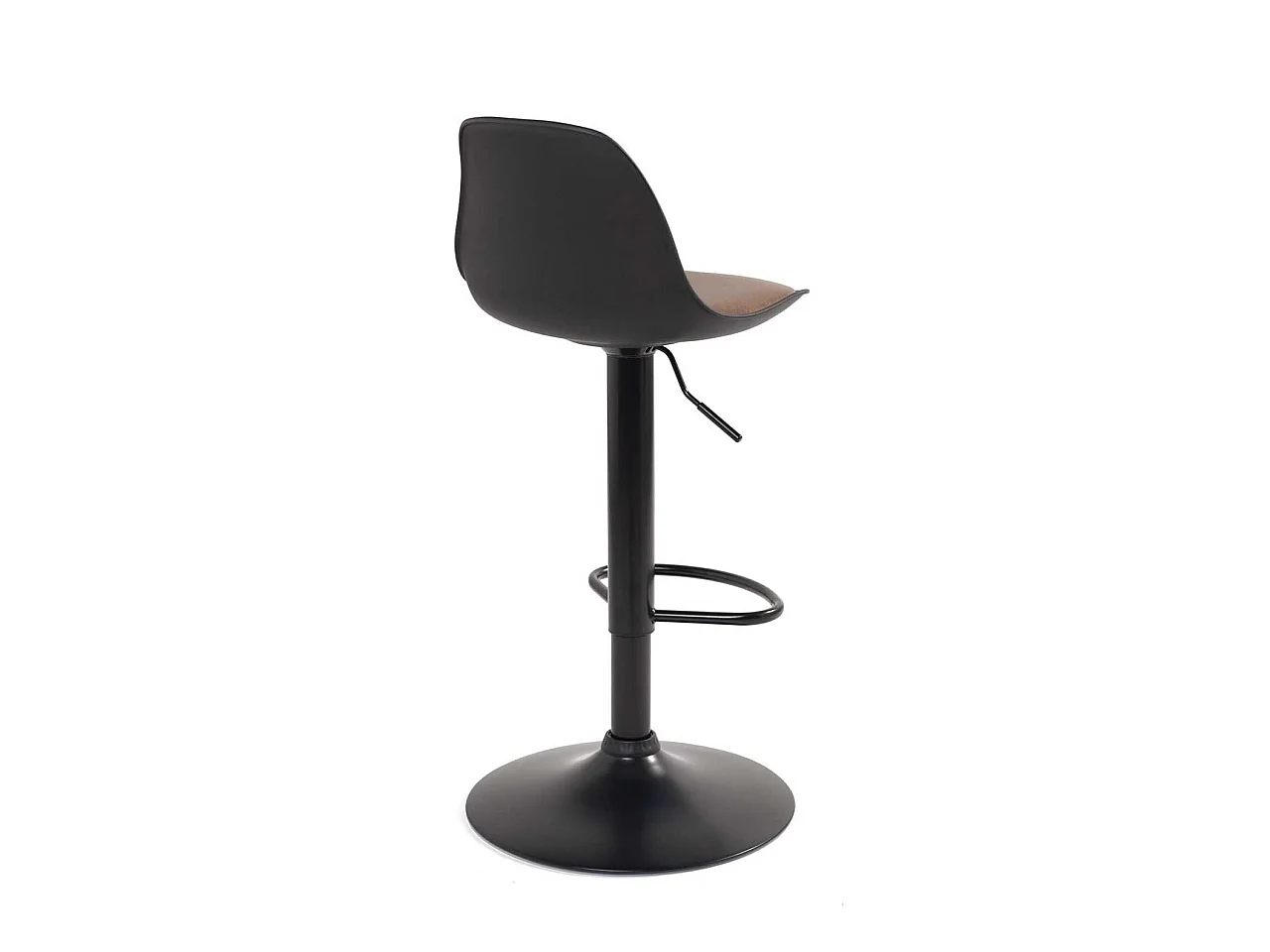 Lote de 2 taburetes de bar SIG+ regulables y giratorios, asiento de símil cuero vintage con respaldo, base negra, negro y marrón