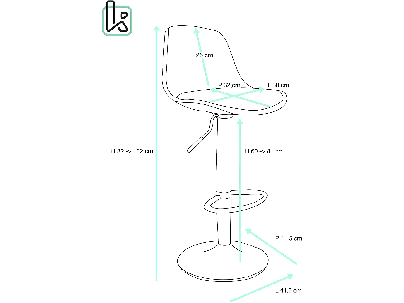 Lot 2 tabourets de bar coussin simili cuir effet vintage pivotant hauteur réglable SIG+(noir marron)