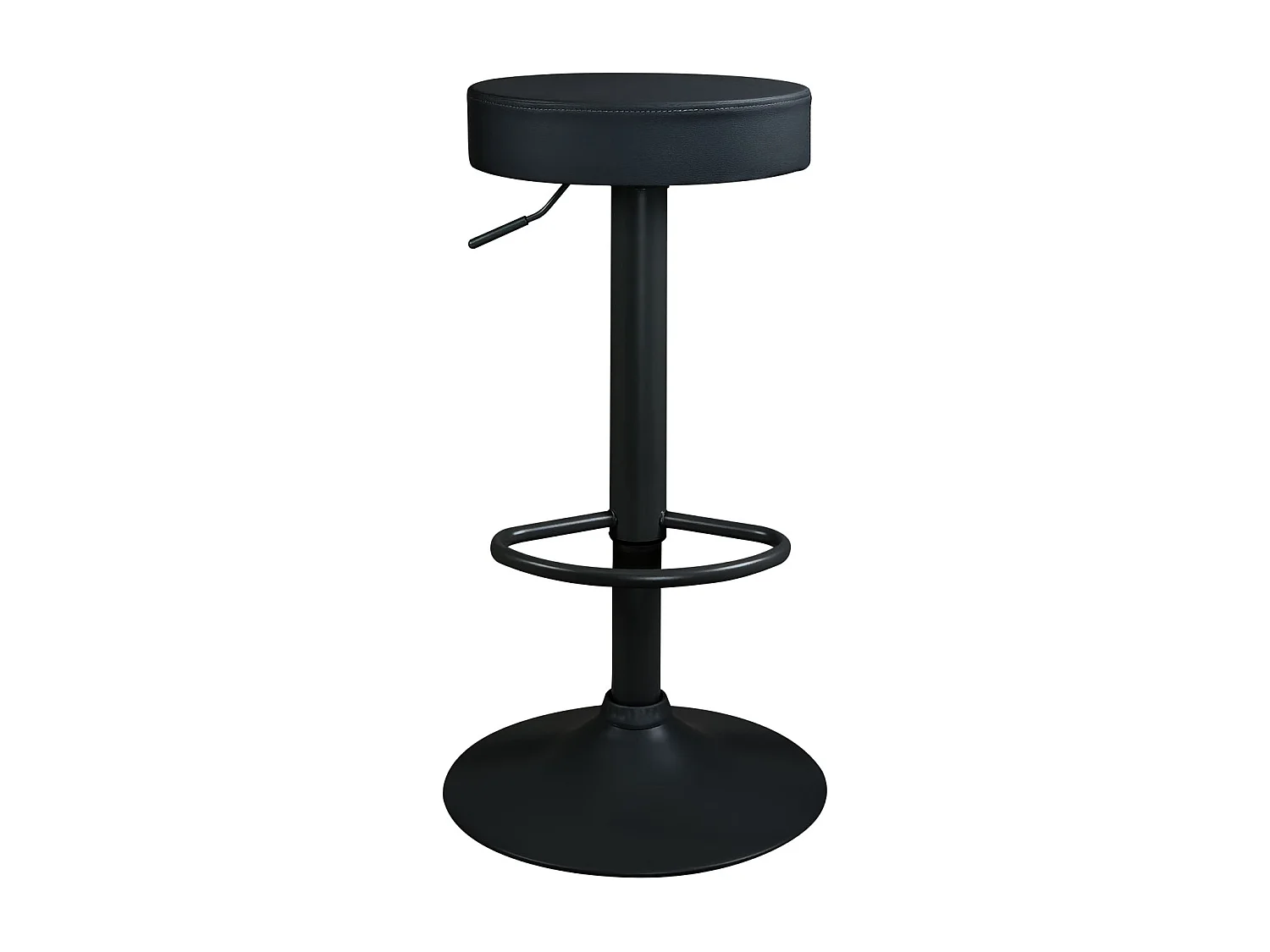 Lot 2 tabourets bar noir rond simili rembourré pivotant hauteur réglable YO (noir intégral)