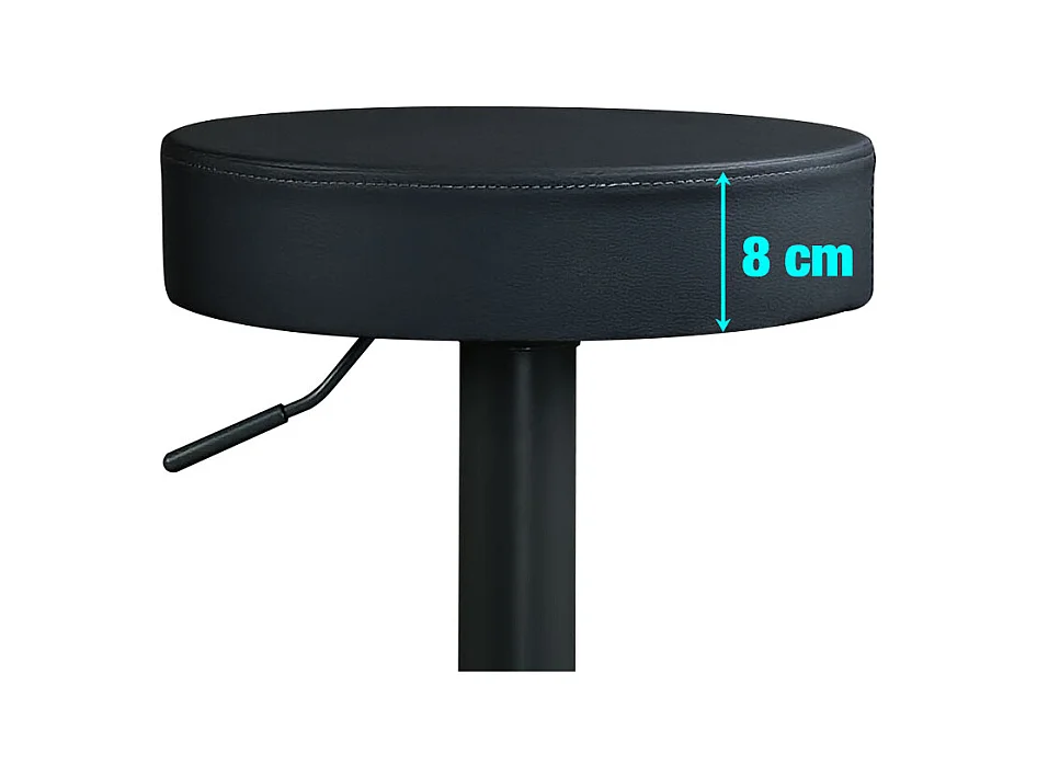 Lote de 2 taburetes de bar redondos negros, asiento de símil cuero acolchado, giratorio y altura regulable YO (negro integral)